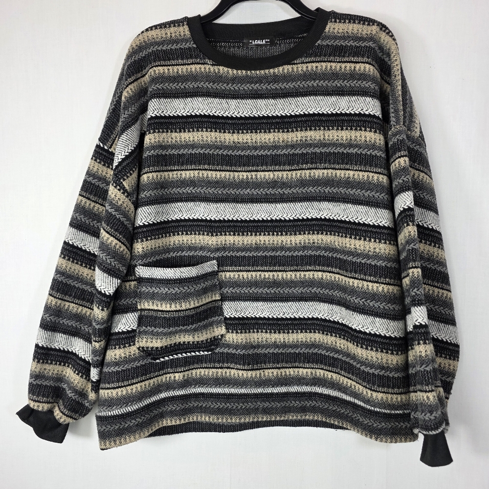 LCALE Earth Tone Multi-Pattern Knit Pullover | Co… - image 1
